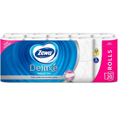 Zewa Deluxe, 20 roll., Toilet paper Zeva Deluxe, 3-ply