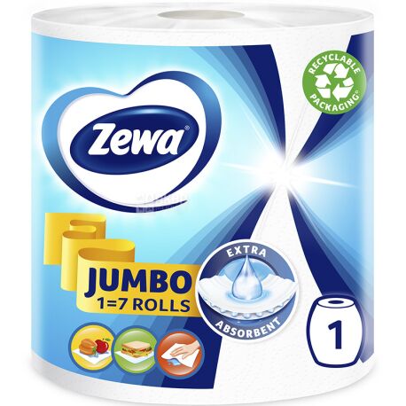 Zewa, Design Jumbo, 1 рул., Полотенца бумажные Зева Дизайн Джамбо, 2-х слойные, 76,7 м, 325 листов, 225х236 мм