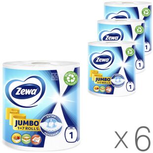 Zewa Design Jumbo, Упаковка 6 шт. х 1 рул., Полотенца бумажные Зева с принтом, 2-х слойные, 76,7 м, 325 листов, 225х236 мм