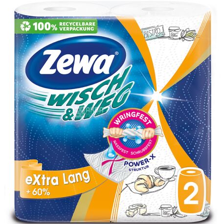 Zewa Wisch & Weg Decor, 2 рул., Бумажные полотенца Зева Декор, 2-х слойные, 17 м, 72 листа, 23х12 см