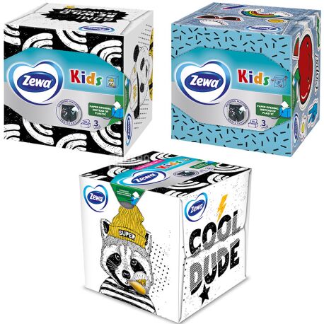 Zewa Kids Zoo Cube, 60 pcs., Napkins Zeva Kids Zoo Cube, 3-ply, assorted