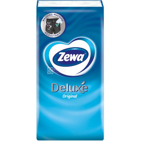 Zewa Deluxe, 10 шт., Платочки носовые бумажные Зева Делюкс, 3-х слойные