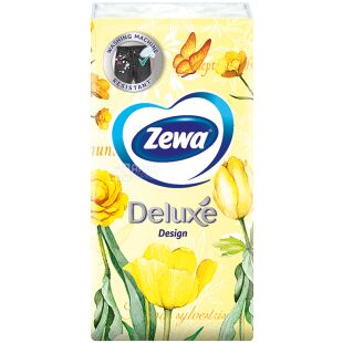 Zewa Deluxe, 10 шт., Платочки бумажные Зева, трехслойные