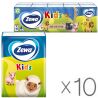 Zewa Kids, 10 упаковок по 10 шт., Хусточки носові Зева, Дитячі, 2-х шарові
