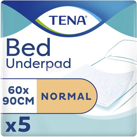 Tena Bed Normal, 5 шт., Тена Бед Нормал, Пелюшки одноразові вбираючі, розмір 60x90 см