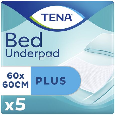 Tena Bed Plus, 5 шт., Тена Бед Плюс, Пелюшки одноразові вбираючі, розмір 60x60 см
