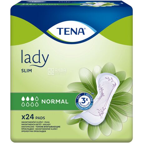 Tena Lady, Slim Normal, 24 шт., Прокладки урологические, 3 капли