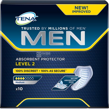 Tena Men Medium, 10 шт., Прокладки урологічні, чоловічі, 4 краплі