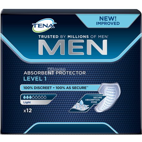 Tena Men Light, 12 pcs., Urological pads for men, 3 drops