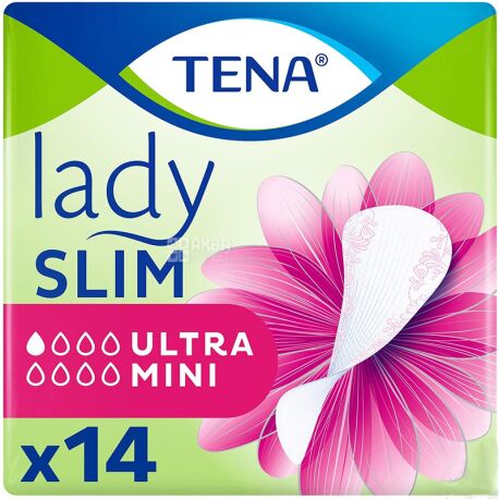 Tena Lady, Ultra Mini, 14 шт., Прокладки урологические, 1 капля