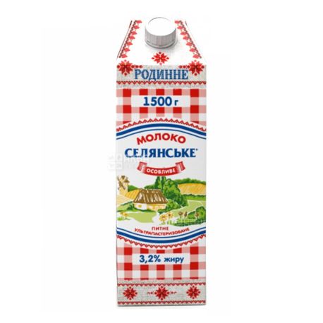 Peasant, 1.5 l, 3.2%, Milk, Special, Family, Ultrapasteurized,