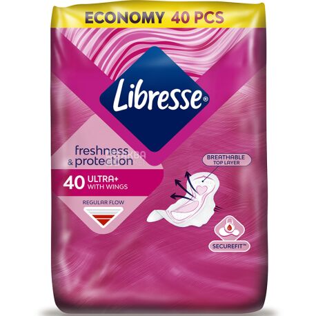 Libresse, Ultra Normal Soft, 40 шт, Гигиенические прокладки, ультратонкие, с крылышками