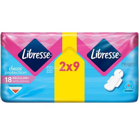 Libresse, Classic Ultra Clip Normal Duo Soft 18 шт., Прокладки гігієнічні, 4 краплі
