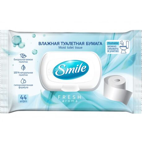 Smile Aroma, 44 pcs., Toilet paper, wet, for adults, with flap