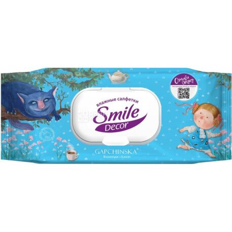 Smile, 60 pcs, wet wipes, Decorcolor mix