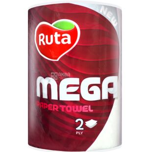 Ruta Selecta Mega roll, 1 рул., Рушники паперові Рута, білі, 2-шарові, 30 м, 150 відривів, 225х200 м