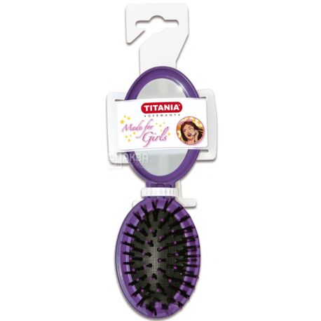 Titania, Щітка для волосся з дзеркалом, розкладачка, 8,5 см, в асортименті