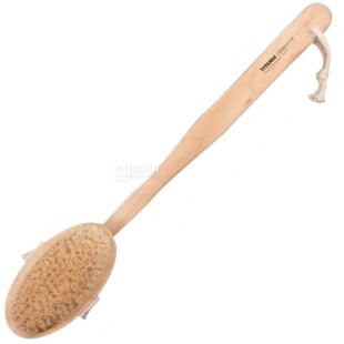 Titania, Щітка для сухого масажу тіла, з дерева і натуральної щетини з агави, зі знімною ручкою, 330 мм