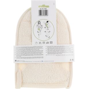 Titania, Мочалка-рукавичка з люфи і бавовни, банна, масажна, 23,5х16,5 см