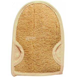 Titania, Мочалка-рукавичка из люфы и хлопка, банная, массажная, 23,5х16,5 см