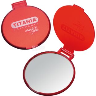Titania, 1 шт., Люстерко кишенькове складне, червоне, d - 6 см