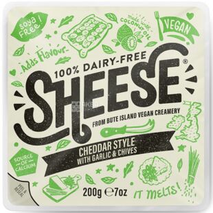 Bute Island, Cheddar Stylе with Garlic & Chives, 200 г, Сыр Чеддар веганский, с чесноком и луком, 22,4 %