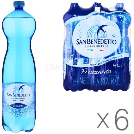 San Benedetto, 1.5 L, Pack of 6 pcs, San Benedetto, Mineral carbonated  water, PET