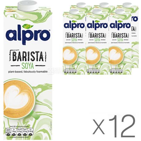 Alpro, Soya for Professionals, Упаковка 12 шт. по 1 л, Алпро, Профешнл, Соєве молоко, вітамінізоване