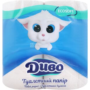 Диво New, 4 рул., Туалетний папір, макулатурний, 2-х шаровий, сірий