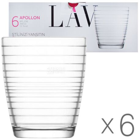Набір склянок Apollon для напоїв, 340 мл, 6 шт.