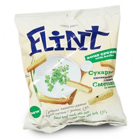 Flint, 130 g, crackers, wheat-rye, with taste of sour cream with greens