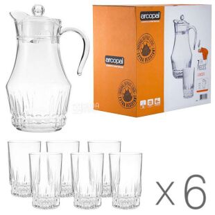 Arcopal Lancier, Набор для напитков, Графин 1,8 л + стаканы 6 шт. 270мл