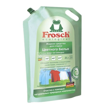 Frosch, 2 л, Рідкий пральний порошок, для кольорових тканин, Автомат