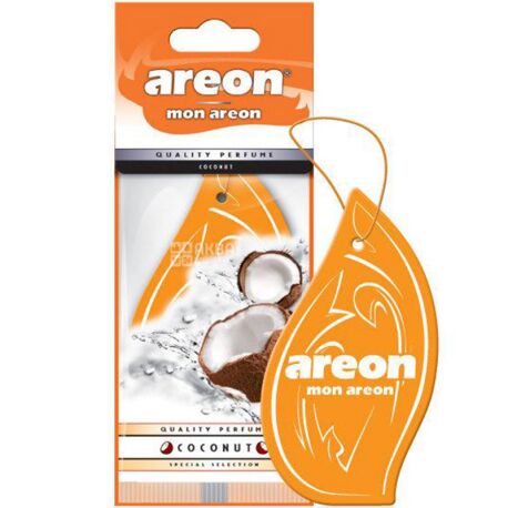 Areon Mon Coconut, Ароматизатор воздуха Листик, для автомобиля, сухой, Кокос