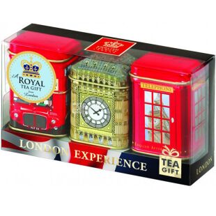 Ahmad Tea London Experience Caddies, 3 шт х 25 г, Набор Чая черного, Среднелистовой, с бергамотом, ж/б
