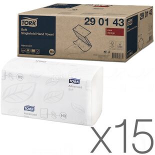 Tork Universal, Упаковка 15 шт. х 250 листів, Рушники паперові Торк, 2-шарові, V-складання, білі, 230х226 см