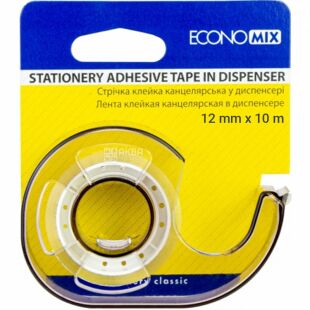 Скотч канцелярский прозрачный в диспенсере, 12 мм х 10 м, ТМ Economix