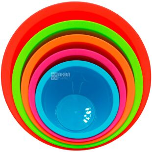 Proff, 5 шт, Набір мисок, круглі, пластик, асорті