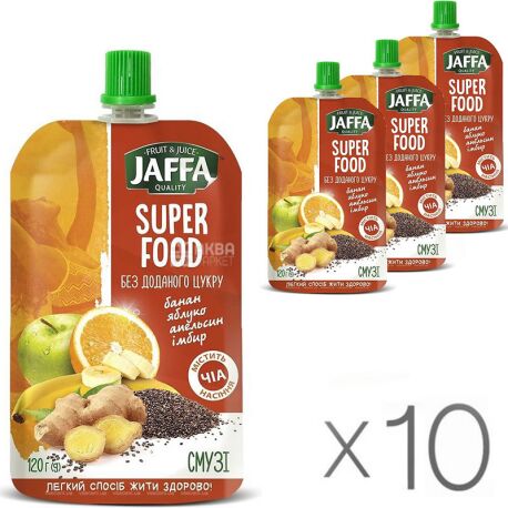Jaffa, Super Food, Pack of 10 x 120 g, Jaffa, Smoothie  Apple-Banana-Orange-Ginger, Sugar Free - buy Smuzi in Kyiv suburbs, water  delivery AquaMarket