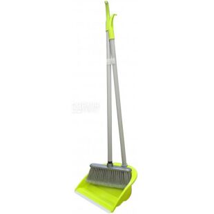 Casabriko Paletta Viola, Набор для уборки, совок поворотный с резиновой кромкой, длинной ручкой и веником