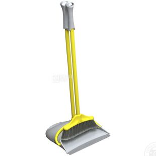 Apex, Набір для прибирання, совок складний + щітка-пастка, жовтий, 28 х 27 x 90 см