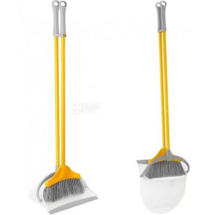 Apex, Набір для прибирання, совок складний + щітка-пастка, жовтий, 28 х 27 x 90 см
