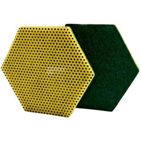 3М Scotch-Brite 96 HEX, Губка подвійна для чищення поверхонь, 147 x 127 мм