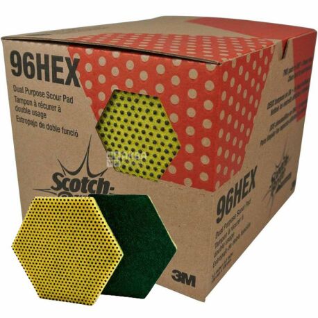3М Scotch-Brite 96 HEX, Губка подвійна для чищення поверхонь, 147 x 127 мм
