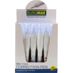 Buromax, 12 мл, Коректор-ручка, спиртова основа, металевий наконечник