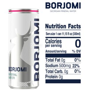 Borjomi, 0,33 л, Боржоми, Вода минеральная сильногазированная, ж/б