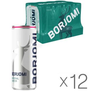 Borjomi, 0,33 л, Упаковка 12 шт., Боржоми, Вода минеральная сильногазированная, ж/б