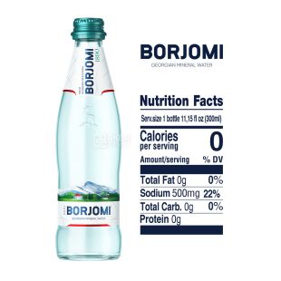 Borjomi, 0,33 л, Боржоми, Вода минеральная сильногазированная, стекло