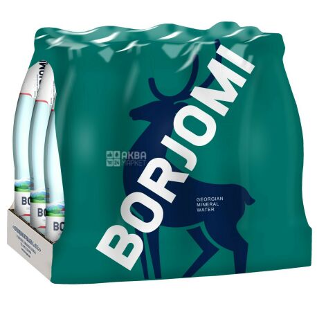 Borjomi, Packing 12 pcs. on 0,33 l, Water highly carbonated, Mineral, glass, glass