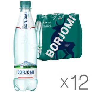 Borjomi, 0,5 л, Упаковка 12 шт., Боржоми, Вода минеральная сильногазированная, ПЭТ